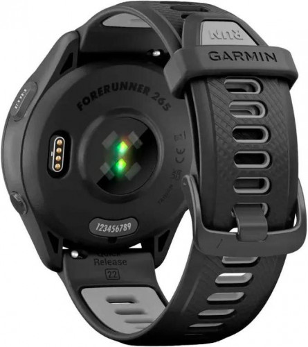 Garmin Forerunner 265 Black Bezel and Case w. Black/Powder Gray Silicone Band (010-02810-00/10/50)