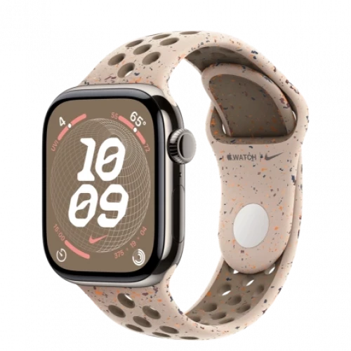 Apple Watch Series 10 GPS + Cellular 42mm Natural Titanium Case w. Desert Stone Nike Sp Band M/L (MX0J3+MYJT3)