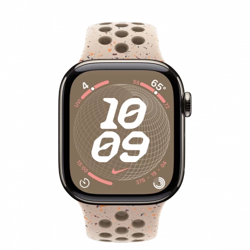Apple Watch Series 10 GPS + Cellular 42mm Natural Titanium Case w. Desert Stone Nike Sp Band M/L (MX0J3+MYJT3)