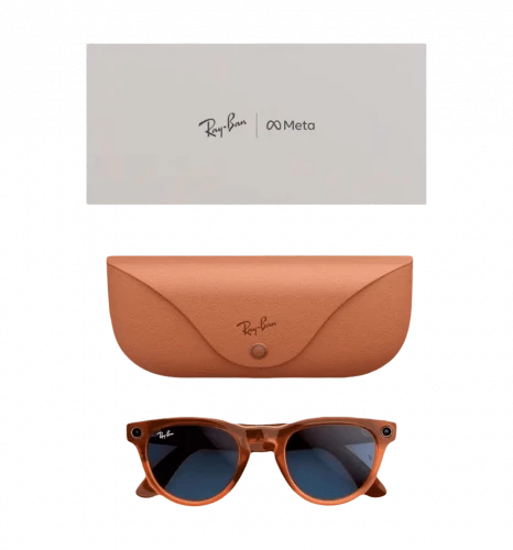 Ray-Ban Meta Headliner Shiny Caramel Frame Clear/Sapphire Transitions (RW4009 6706MF 50-23)