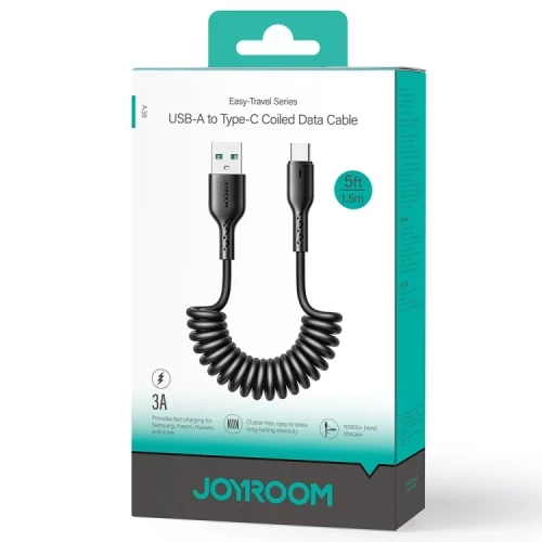 Joyroom USB-A to Type-C Coiled Data Cable 1.5m Black (S-A38)