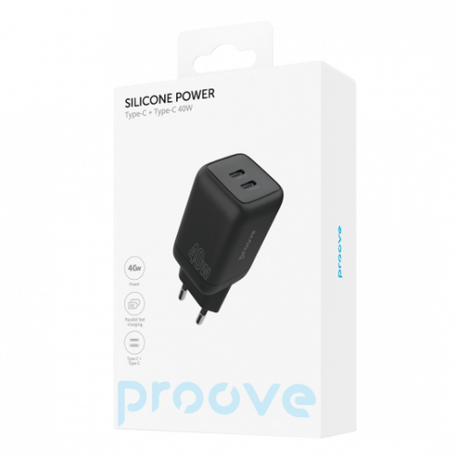 Proove Silicone Power 40W Type-C + Type-C Black (WCSP4020001)