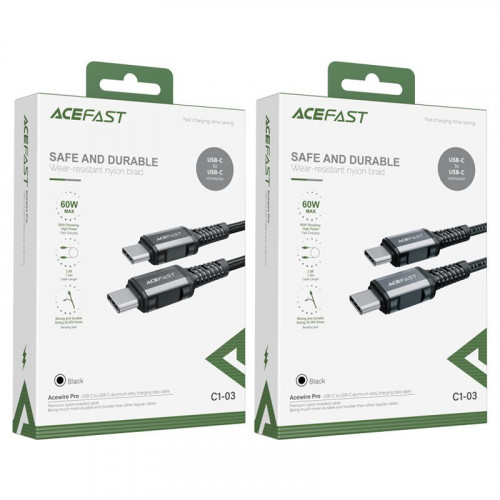 Acefast C1-03 Aluminium Alloy USB-C to USB-C Black