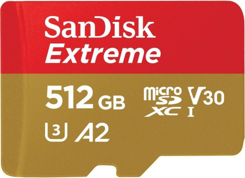 SanDisk 512 GB microSDXC UHS-I U3 V30 A2 Extreme (SDSQXAV-512G-GN6MN)