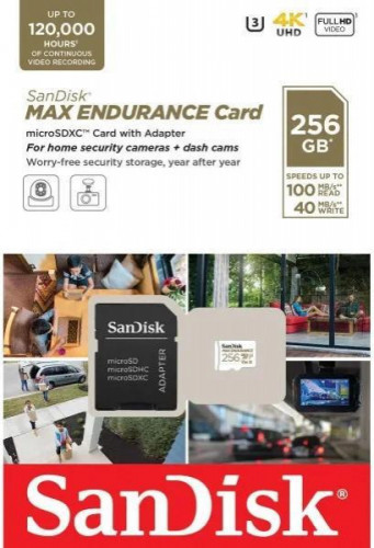 SanDisk 256 GB microSDXC Max Endurance UHS-I U3 V30 + SD adapter SDSQQVR-256G-GN6IA