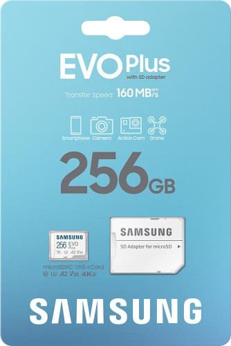 Samsung 256 GB microSDXC Class 10 UHS-I U3 EVO Plus + SD Adapter (MB-MC256SA)