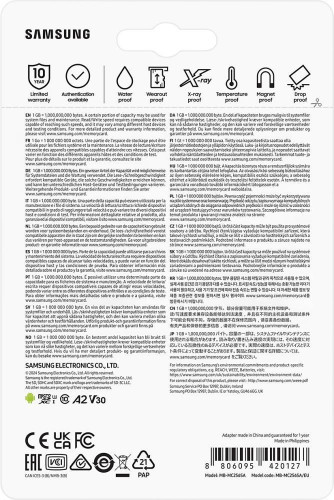 Samsung 256 GB microSDXC Class 10 UHS-I U3 EVO Plus + SD Adapter (MB-MC256SA)