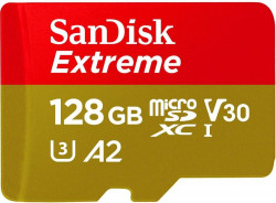 SanDisk 128 GB microSDXC UHS-I U3 V30 A2 Extreme (SDSQXAA-128G-GN6MN)