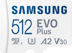 Samsung 512 GB microSDXC Class 10 UHS-I U3 V30 A2 EVO Plus + SD Adapter (MB-MC512SA)