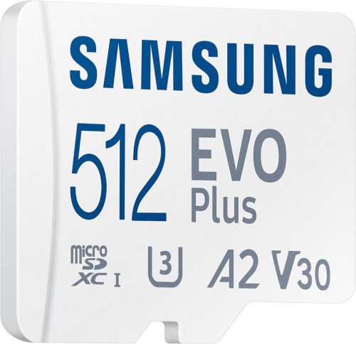 Samsung 512 GB microSDXC Class 10 UHS-I U3 V30 A2 EVO Plus + SD Adapter (MB-MC512SA)