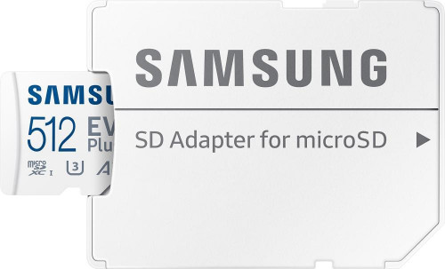 Samsung 512 GB microSDXC Class 10 UHS-I U3 V30 A2 EVO Plus + SD Adapter (MB-MC512SA)