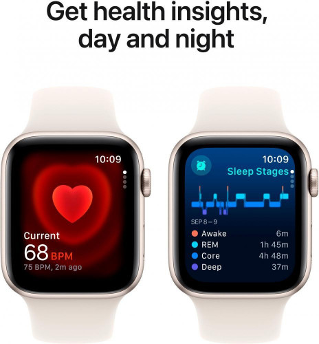 Смарт-годинник Apple Watch SE 2 GPS 44mm Silver Aluminum Case with Starlight Sport Band M/L (MRW03+MT3K3)