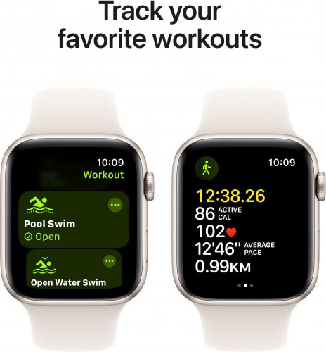 Смарт-годинник Apple Watch SE 2 GPS 44mm Silver Aluminum Case with Starlight Sport Band M/L (MRW03+MT3K3)