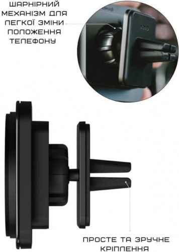 Автомобільний тримач для смартфона NOMAD Charge Magnetic Mount Black