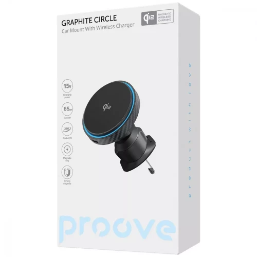 Автомобільний утримувач Proove Graphite Circle Qi2 15W