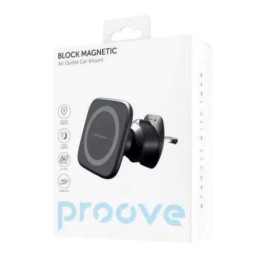 Автомобильный держатель Proove Block Magnetic Air Outlet Car Mount Magnetic Ring Black (CHMA00000001)