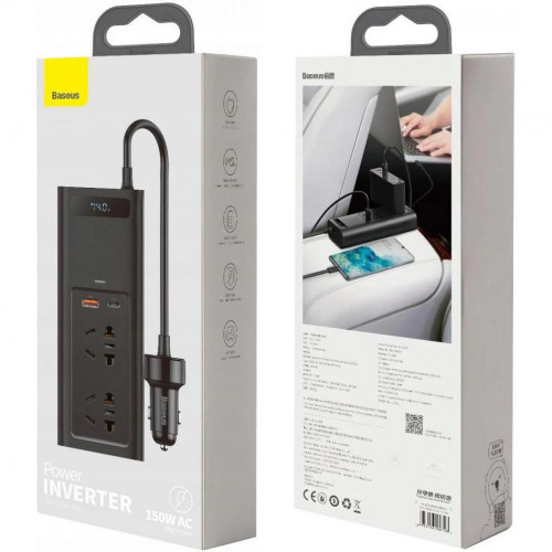 Автомобільний інвертор Baseus In-car Inverter 150W (220V CN/EU)  Black (CRNBQ-A01)