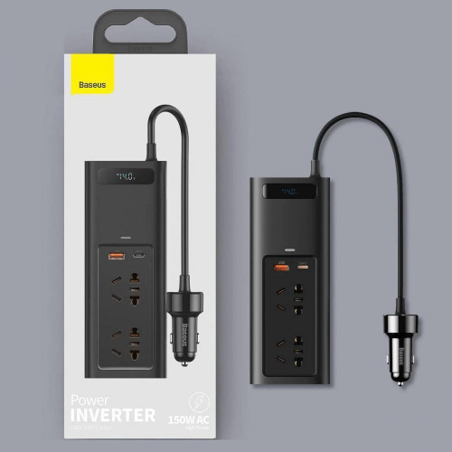 Автомобільний інвертор Baseus In-car Inverter 150W (220V CN/EU)  Black (CRNBQ-A01)
