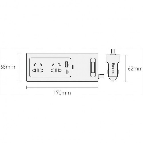Автомобільний інвертор Baseus In-car Inverter 150W (220V CN/EU)  Black (CRNBQ-A01)
