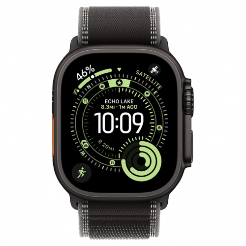 Apple Watch Ultra 3 GPS + Cellular 49mm Black Tit. Case w. Black/Charcoal Trail Loop - S/M (MF1D4)