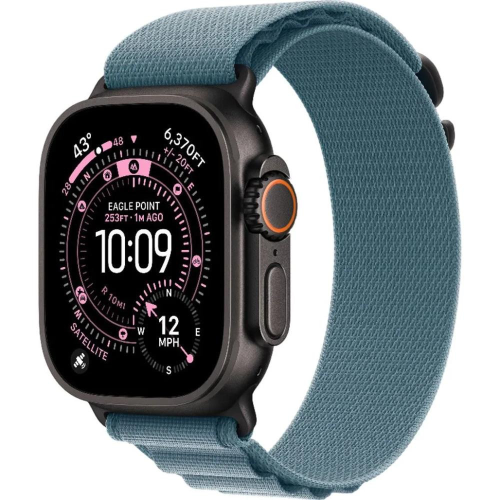Apple Watch Ultra 3 GPS + Cellular 49mm Black Tit. Case w. Light Blue Alpine Loop - Medium (MF254+MG9L4)