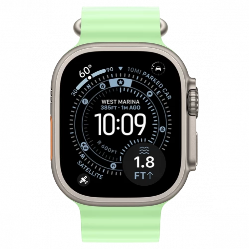 Apple Watch Ultra 3 GPS + Cellular 49mm Natural Tit. Case w. Neon Green Ocean Band (MF1V4+MGCF4)