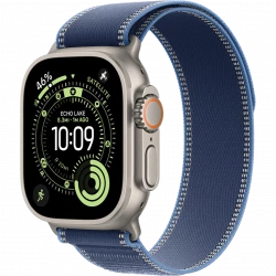 Apple Watch Ultra 3 GPS + Cellular 49mm Natural Tit. Case w. Blue/Bright Blue Trail Loop - S/M (MEWR4)