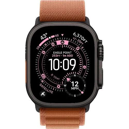 Apple Watch Ultra 3 GPS + Cellular 49mm Black Tit. Case w. Terra Cotta Alpine Loop - Large (MF254+MG9F4)