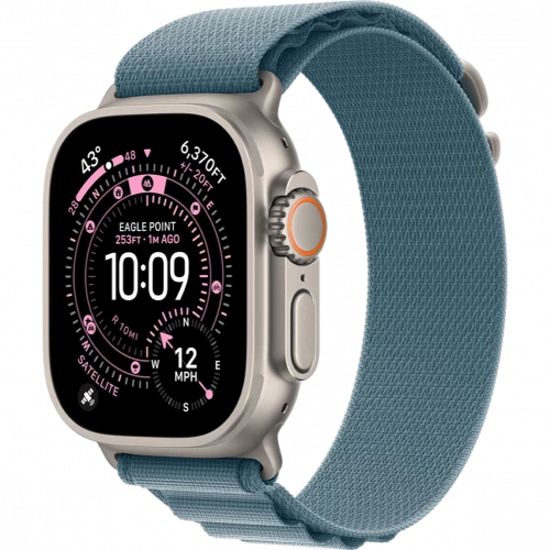 Apple Watch Ultra 3 GPS + Cellular 49mm Natural Tit. Case w. Light Blue Alpine Loop - Medium (MEWM4)