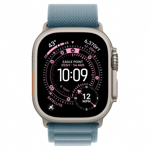 Apple Watch Ultra 3 GPS + Cellular 49mm Natural Tit. Case w. Light Blue Alpine Loop - Medium (MEWM4)