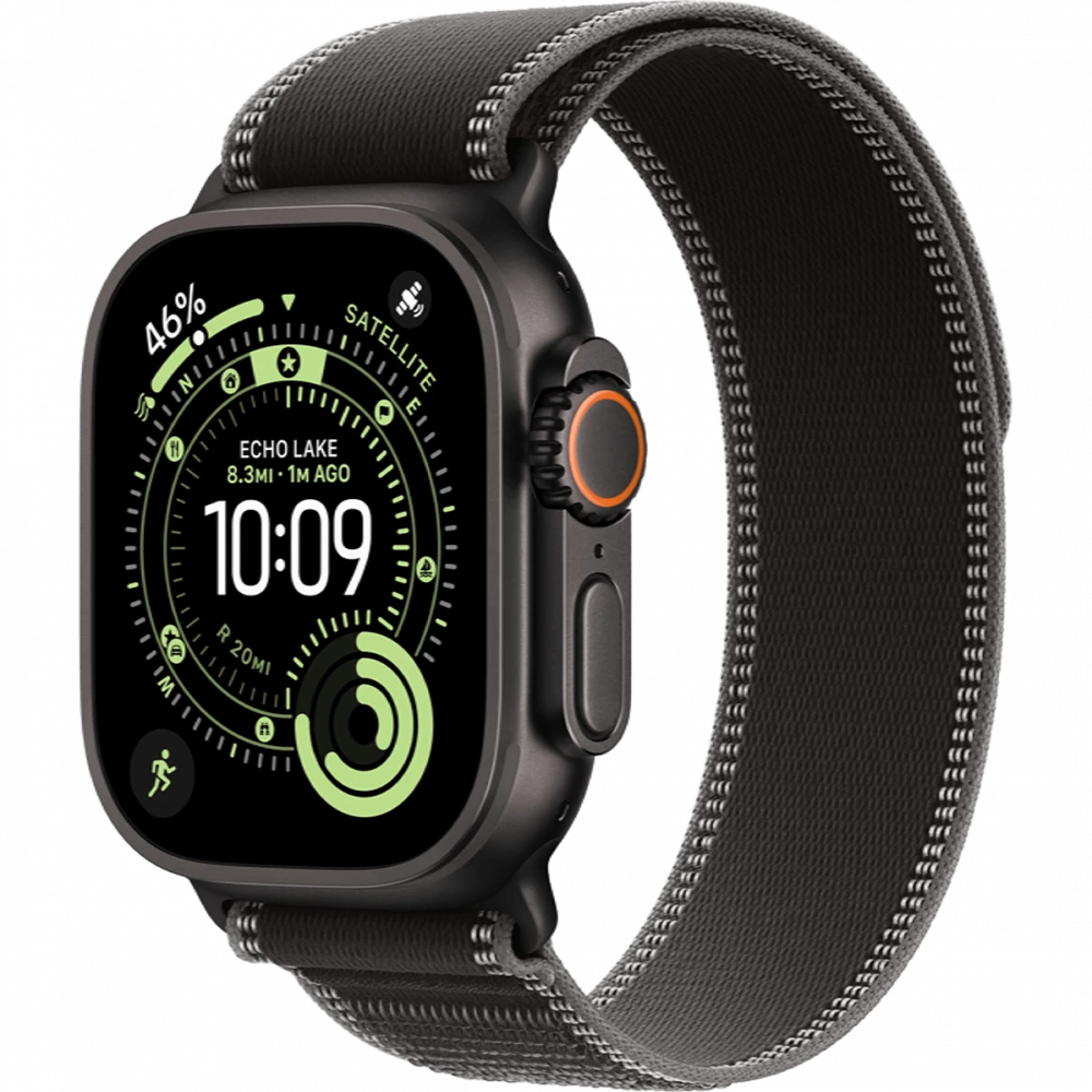 Apple Watch Ultra 3 GPS + Cellular 49mm Black Tit. Case w. Black/Charcoal Trail Loop - M/L (MF1H4)