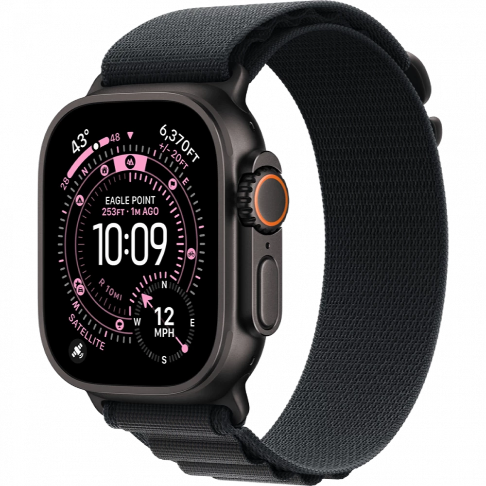 Apple Watch Ultra 3 GPS + Cellular 49mm Black Tit. Case w. Black Alpine Loop - Medium (MF0V4)