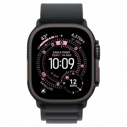 Apple Watch Ultra 3 GPS + Cellular 49mm Black Tit. Case w. Black Alpine Loop - Large (MF0X4)