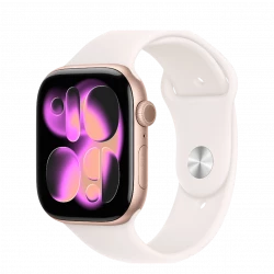 Apple Watch Series 11 GPS 46mm Rose Gold Alu. Case w. Light Blush S. Band - S/M (MEV64)