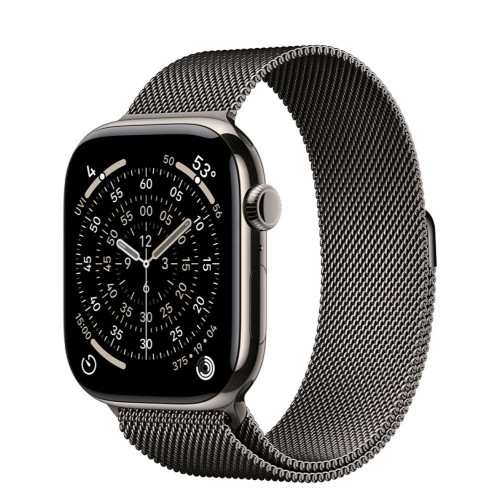 Apple Watch Series 11 GPS + Cellular 46mm Natural Tit. Case w. Slate Milanese Loop - M/L (MFAY4+MGJ74)