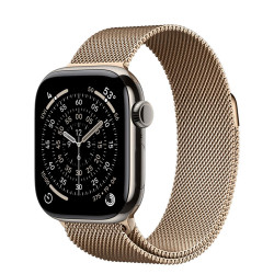 Apple Watch Series 11 GPS + Cellular 42mm Natural Tit. Case w. Gold Milanese Loop (MF9H4+MGJ04)