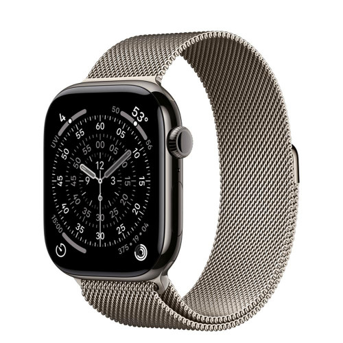 Apple Watch Series 11 GPS + Cellular 46mm Slate Tit. Case w. Natural Milanese Loop - S/M (MFC14+MGJ24)