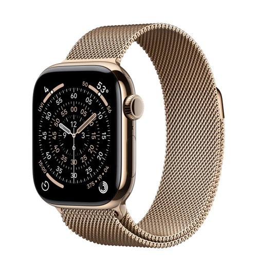 Apple Watch Series 11 GPS + Cellular 42mm Gold Tit. Case w. Gold Milanese Loop (MF8Y4)