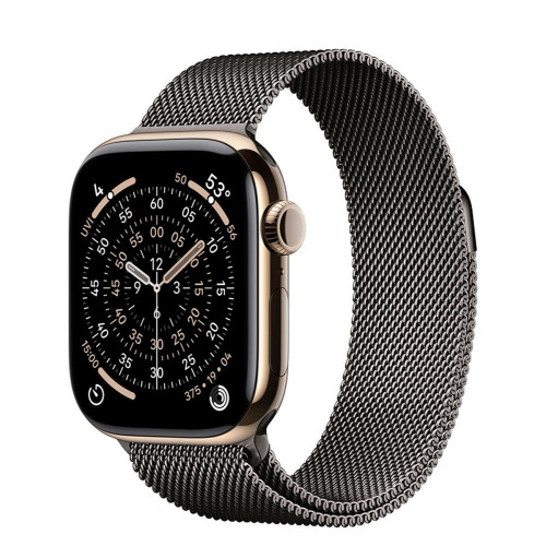 Apple Watch Series 11 GPS + Cellular 42mm Gold Tit. Case w. Slate Milanese Loop (MF9M4+MGJ14)