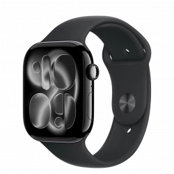 Apple Watch Series 11 GPS 46mm Jet Black Alu. Case w. Black S. Band - S/M (MEUW4)
