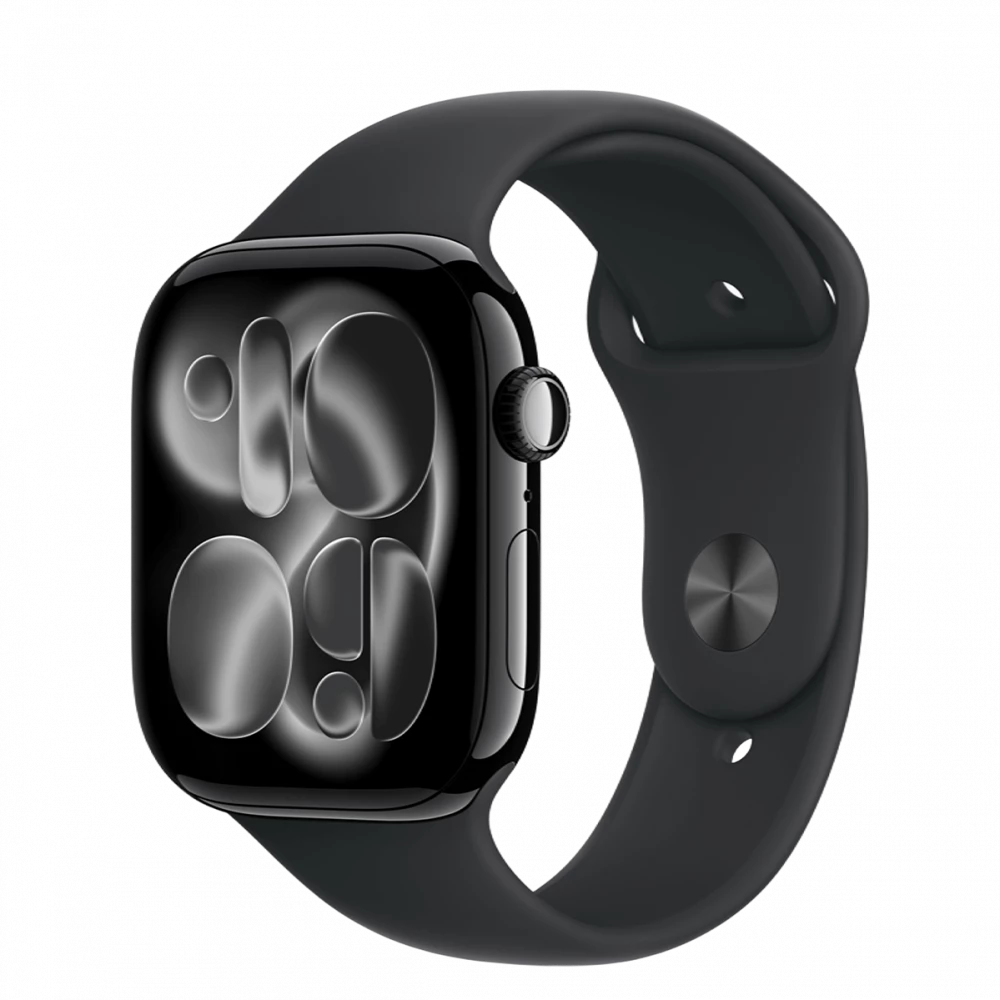 Apple Watch Series 11 GPS 46mm Jet Black Alu. Case w. Black S. Band - S/M (MEUW4)
