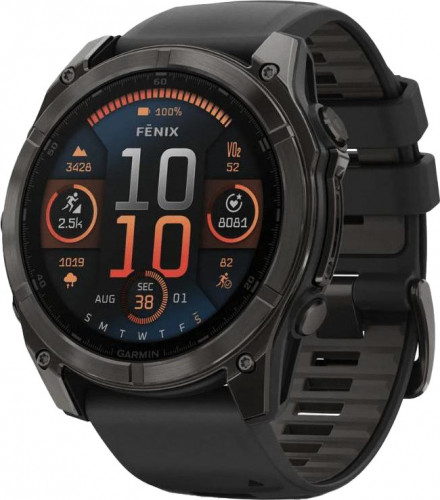 Garmin Fenix 8 51mm AMOLED Sapphire Carbon Gray DLC Titanium w. Black/Pebble Gray S. Band (010-02905-20/21) openbox