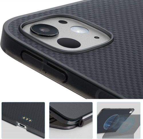 Чохол-накладка (карбоновий) Apple iPad Pro 11" 2024 Pitaka MagEZ Case 2 Plain Black/Grey (KPD2401P)