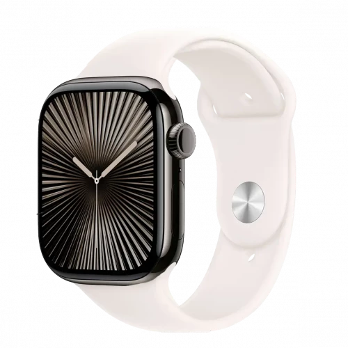 Apple Watch Series 10 GPS + Cellular 42mm Slate Titanium Case w. Light Blush Sport Band - M/L (MX0M3+MXLP3)