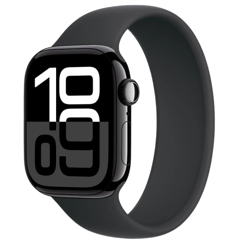 Apple Watch Series 10 GPS 42mm Jet Black Aluminum Case w. Black Solo Loop Size 6 (MWWX3+MY7V3)