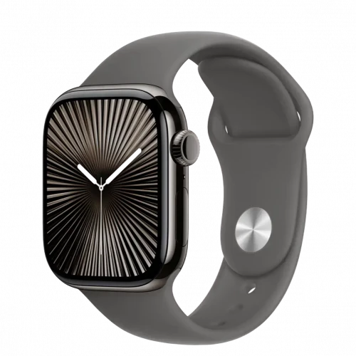 Apple Watch Series 10 GPS + Cellular 42mm Slate Titanium Case w. Stone Gray Sport Band - M/L (MX0M3+MXLH3)