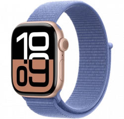 Apple Watch Series 10 GPS 42mm Rose Gold Alu. Case w. Periwinkle Sport Band S/M (MWWY3+MDT14)