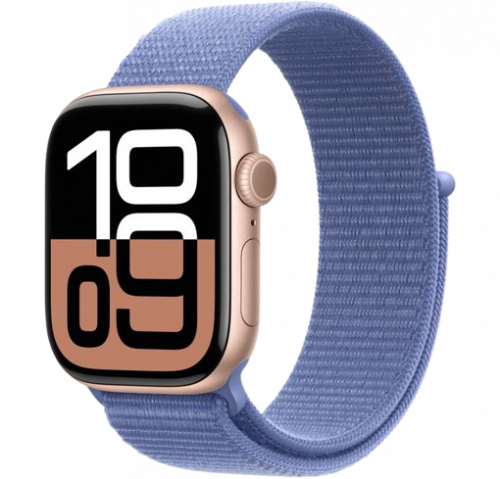 Apple Watch Series 10 GPS 42mm Rose Gold Alu. Case w. Periwinkle Sport Band S/M (MWWY3+MDT14)