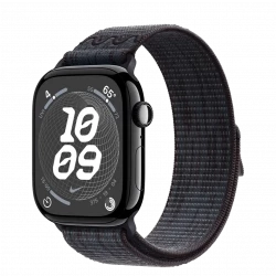 Apple Watch Series 10 GPS 46mm Jet Black Alu. Case w. Black/Blue Nike Sport Loop (MWX13+MYJD3)