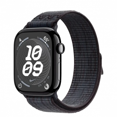 Apple Watch Series 10 GPS 46mm Jet Black Alu. Case w. Black/Blue Nike Sport Loop (MWX13+MYJD3)